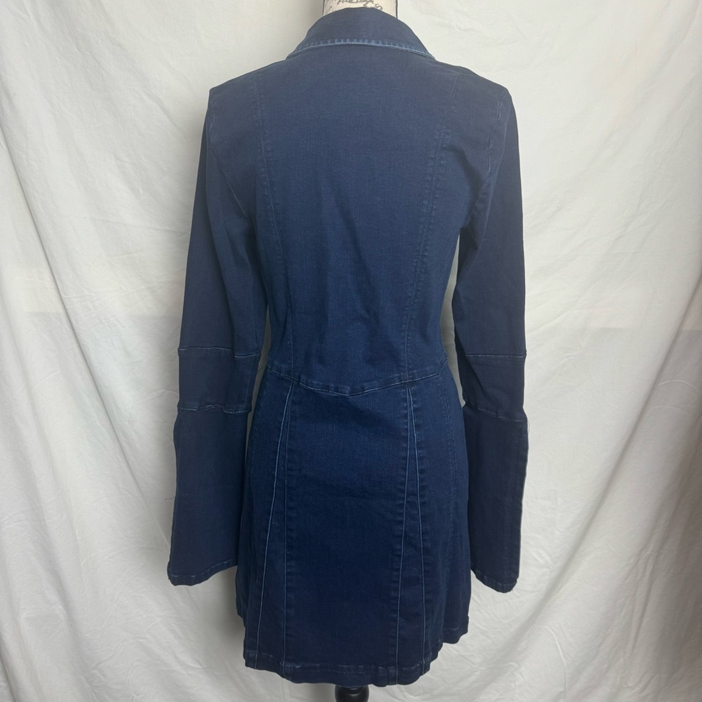Free People Thea Dark Wash Denim Mini Dress Size S NWT - Picture 7 of 8